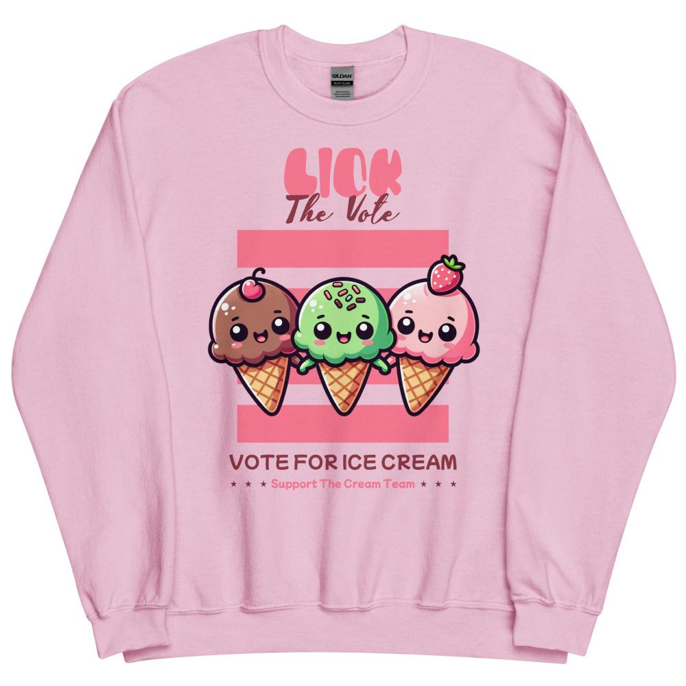Lick The Vote Kawaii Ice Cream Sweatshirt - Light Pink Color - https://ascensionemporium.net